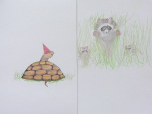 Turtles Birthday Surprise, Illustration for Children's Book, Copyright 2014 Nancy Jane Lang, All rights reserved.